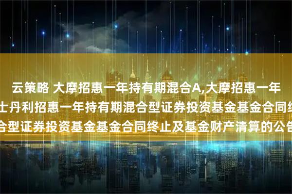 云策略 大摩招惠一年持有期混合A,大摩招惠一年持有期混合C: 关于摩根士丹利招惠一年持有期混合型证券投资基金基金合同终止及基金财产清算的公告
